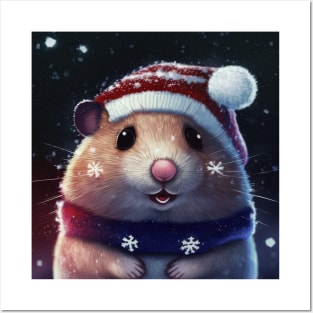 Cute Christmas Hamster Posters and Art